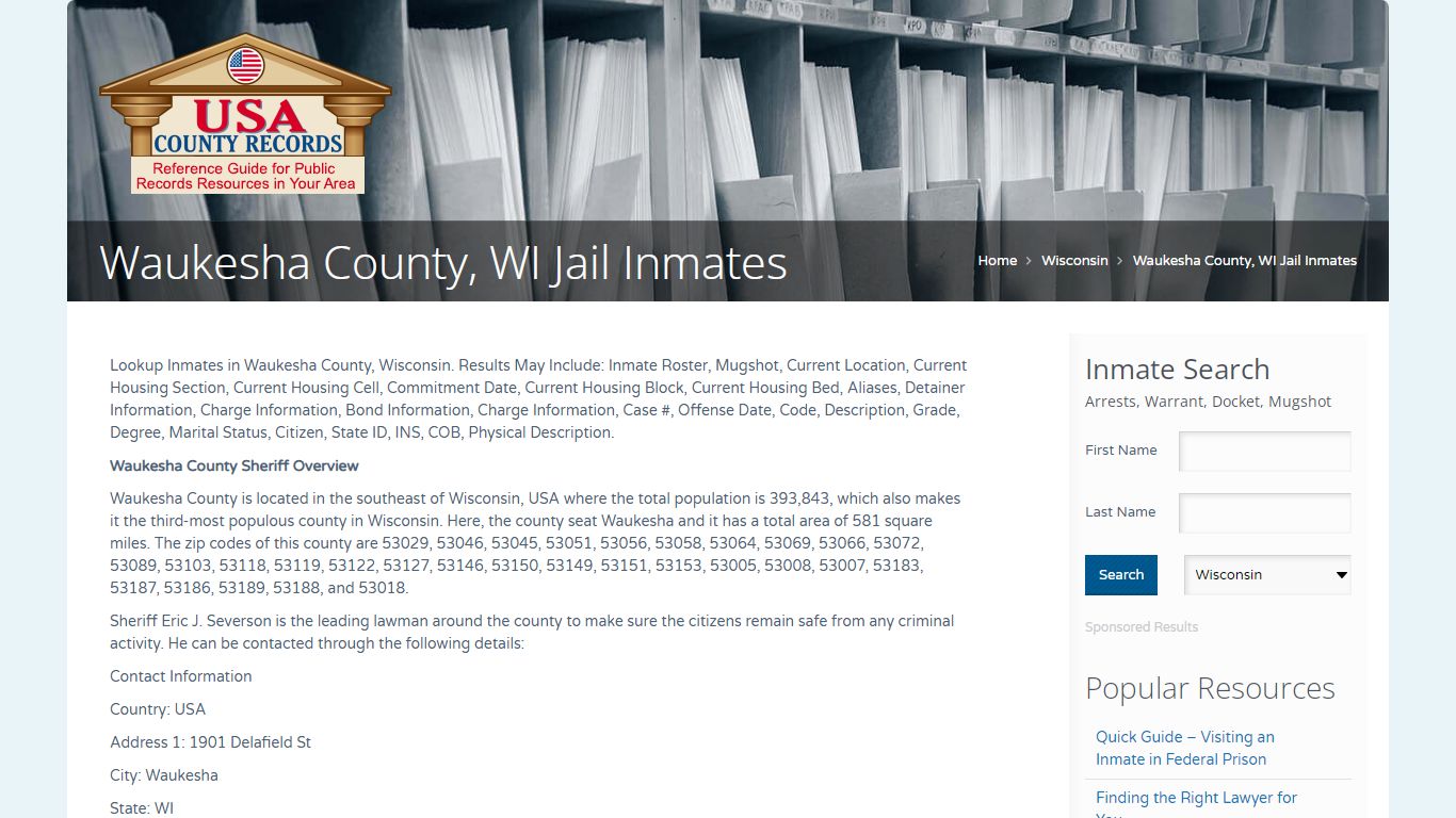 Waukesha County, WI Jail Inmates | Name Search